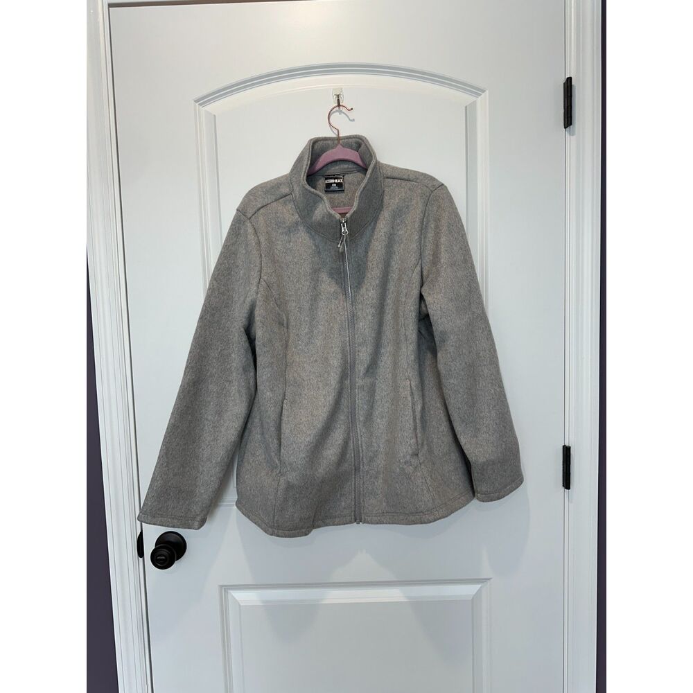 NWT 32 Degrees Full Zip Brushed Faux Wool Jacket Gray Size XL